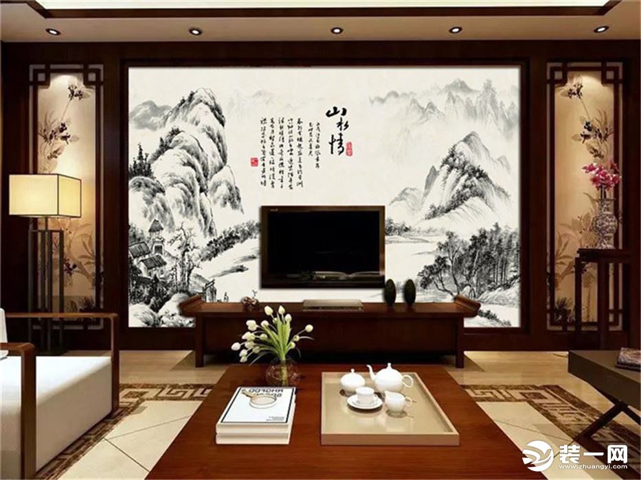 中式风格背景墙装修效果图
