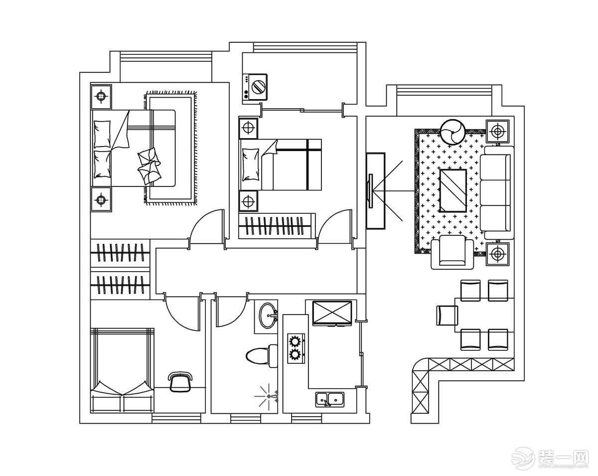 户型图，【山水人家装饰】金沙泊岸现代简约风格效果图