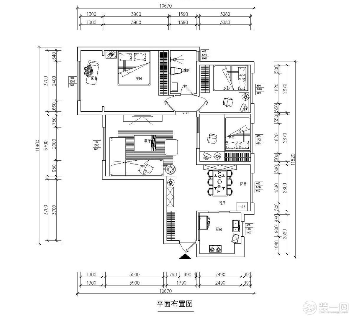 户型图，【山水人家装饰】怡芳苑中简欧风格装修效果图