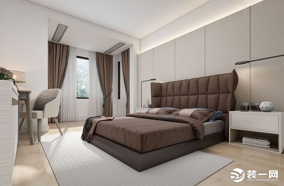 卧室效果图：欧式风格主要强调线形流动的变化，色彩华丽。
