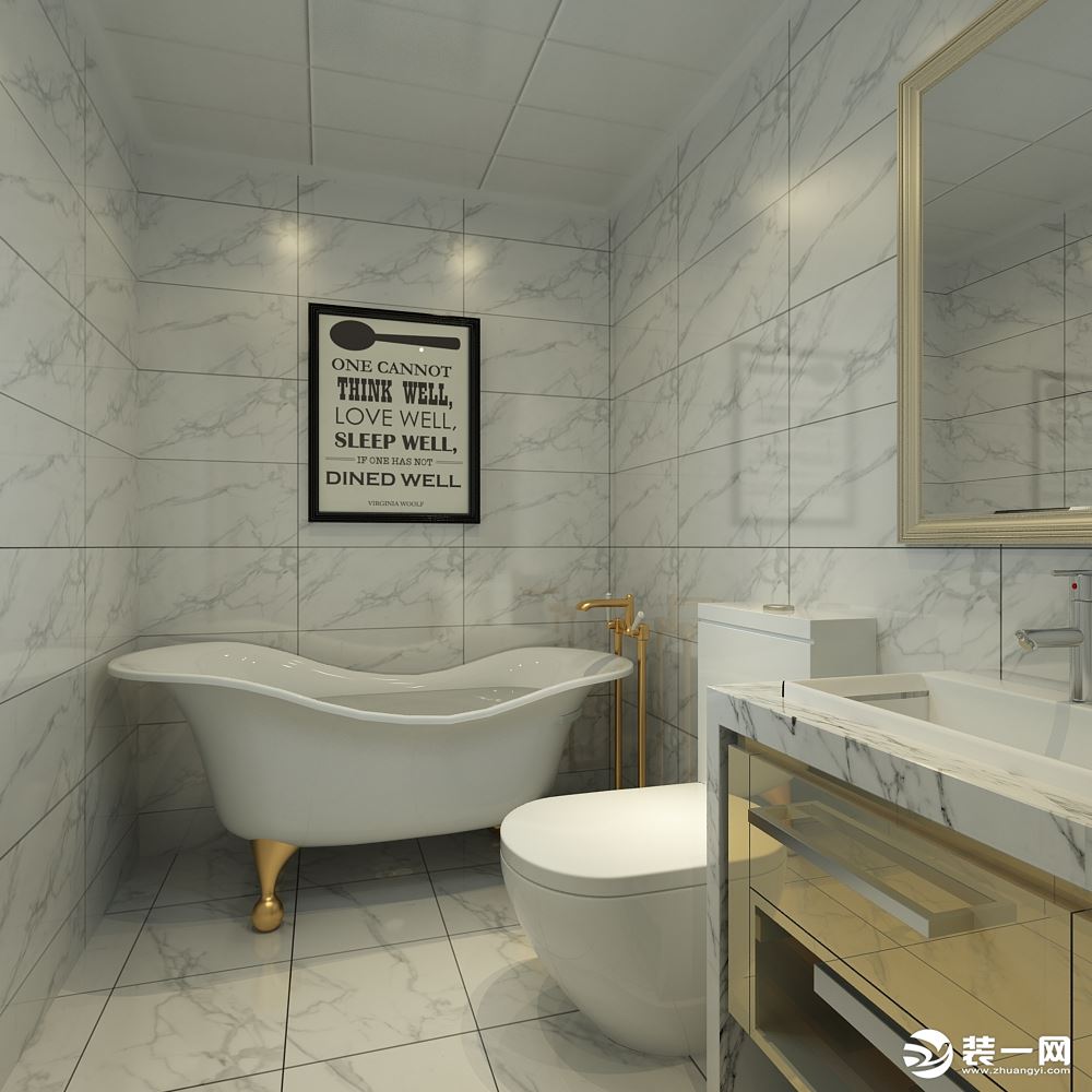 卫浴间浴缸洗手池石家庄玺汇国际装饰【博雅庄园】--160㎡四居室现代设计风格案例