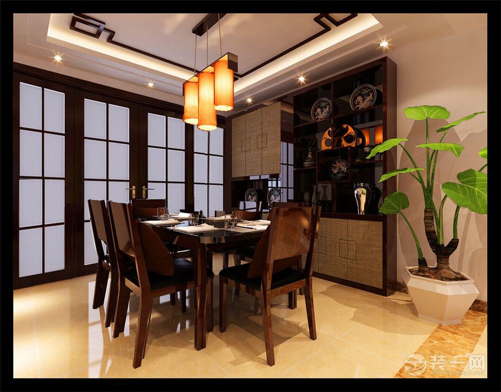 石家庄御景苑中式古典风格163平三居室古典风格 餐厅 餐厅餐桌 置物柜