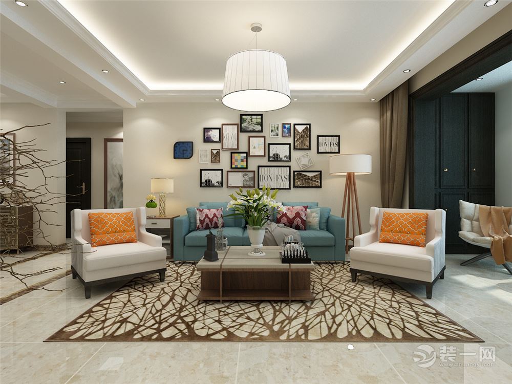 实创装饰丨天悦城128㎡三居室现代简约风格装修-客厅沙发装修效果图