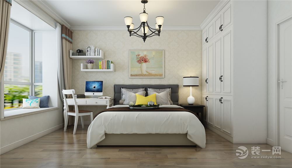 实创装饰丨众美绿都117㎡三居简美装修案例-卧室装修效果图