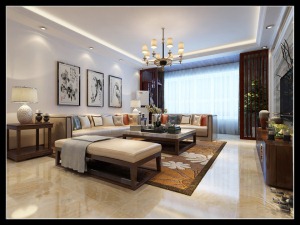 石家莊祥云國際138平三居室中式風格 客廳 客廳沙發 吊頂燈具
