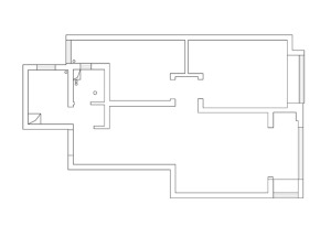 实创装饰丨天悦城90平米两居无印风格装修案例-原始户型结构图