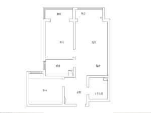 实创装饰丨紫晶悦城95平米两居简欧风格装修案例-原始户型结构图