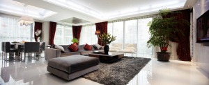 上海金麟公寓106平米两居室简约风格客厅