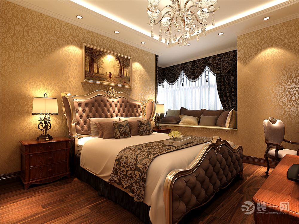 哈尔滨皇家花园138平米三居室简欧风格卧室