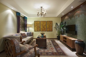 上海金麟公寓106平米三居室北欧风格客厅