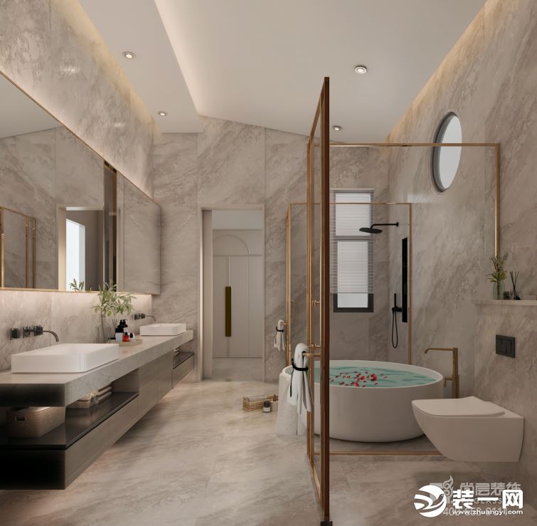 浴间的设计集品质与内敛于一身，经得住时间岁月历练，给人以从容和安全感。