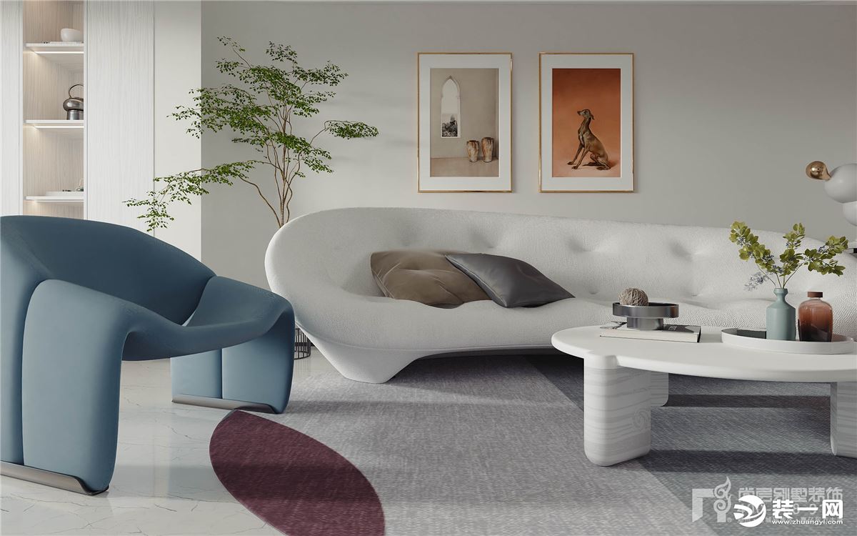 弧形沙发勾勒出优雅的风格与品位，默契地营造房间的舒适感