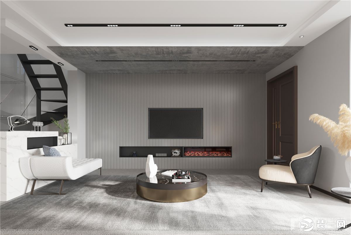 客厅 用的是“线性设计”，以此延展视觉空间。