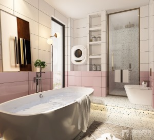卫生间 整个卫浴空间内，设计师以去风格化的设计，通过提练材质质感和现代元素来强调空间的精神内涵，令生