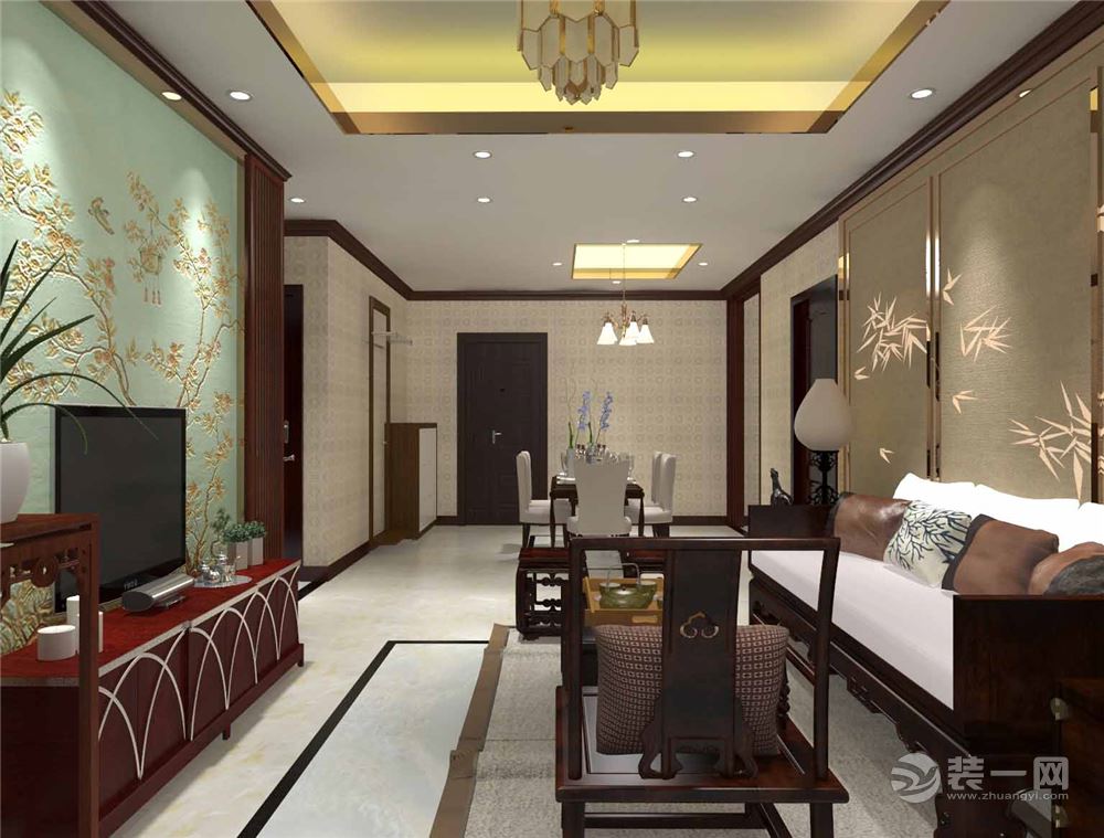 中式风格三居室客厅