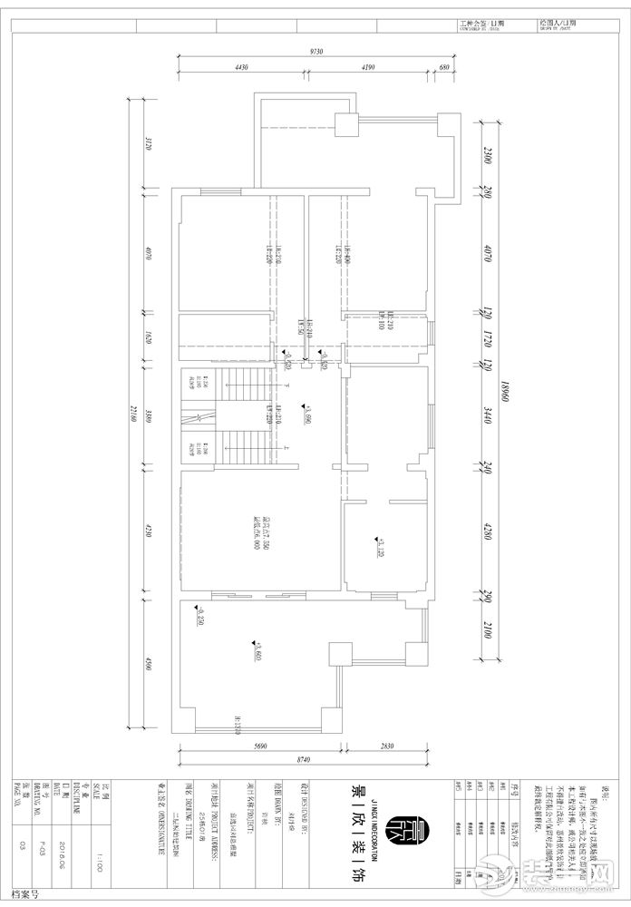 惠州景欣装饰嘉逸园别墅新中式风格二层原始结构图