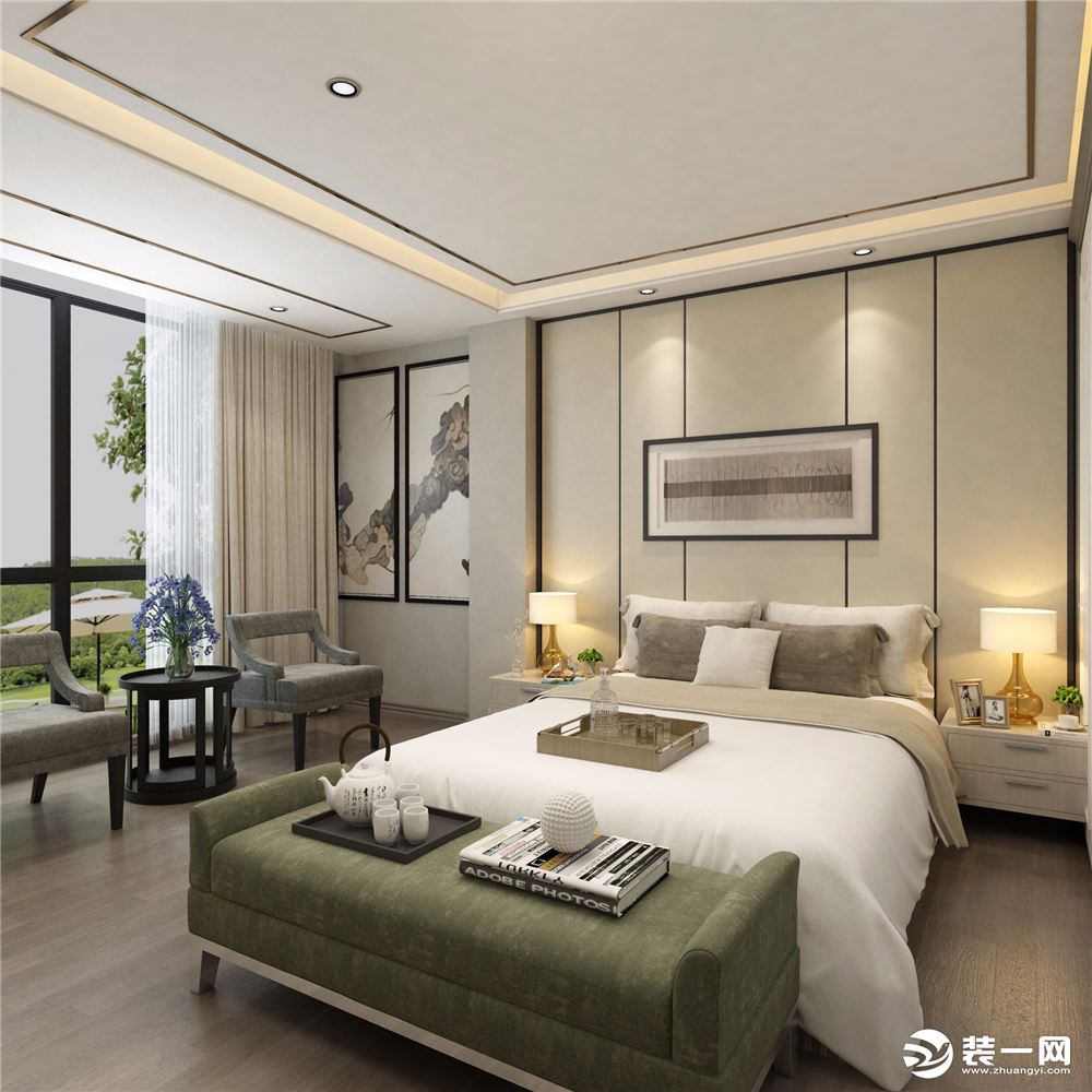 惠州景欣装饰150平东湖九区新中式风格卧室效果图
