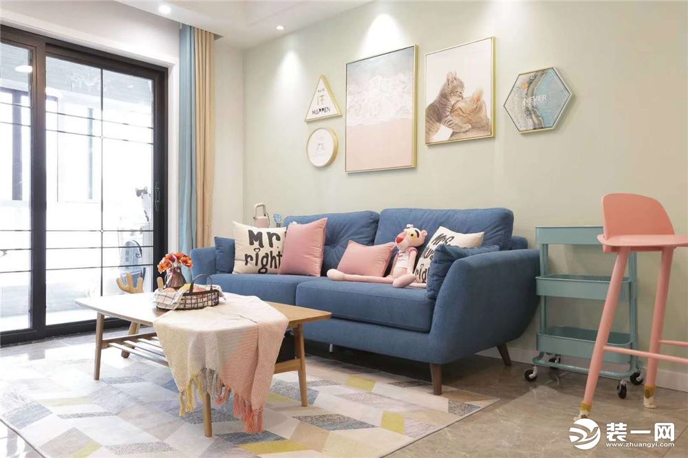 惠州景欣装饰80平方北欧风格客厅沙发背景效果图