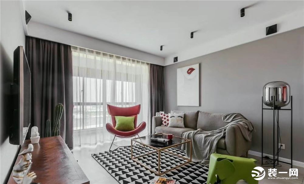 惠州景欣装饰130平方北欧风格客厅沙发背景效果图