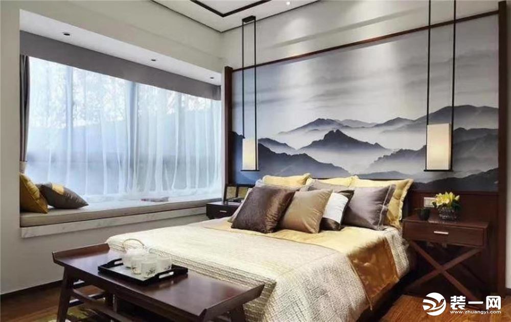 惠州景欣装饰120平方新中式风格主人房效果图