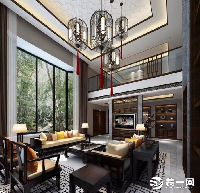 惠州景欣装饰125平方中式风格客厅效果图