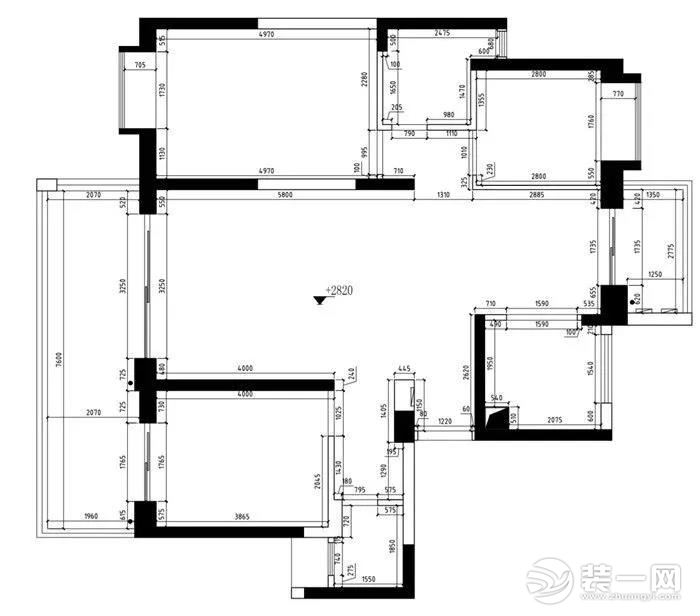 惠州景欣裝飾160平方簡約風(fēng)格原始結(jié)構(gòu)圖