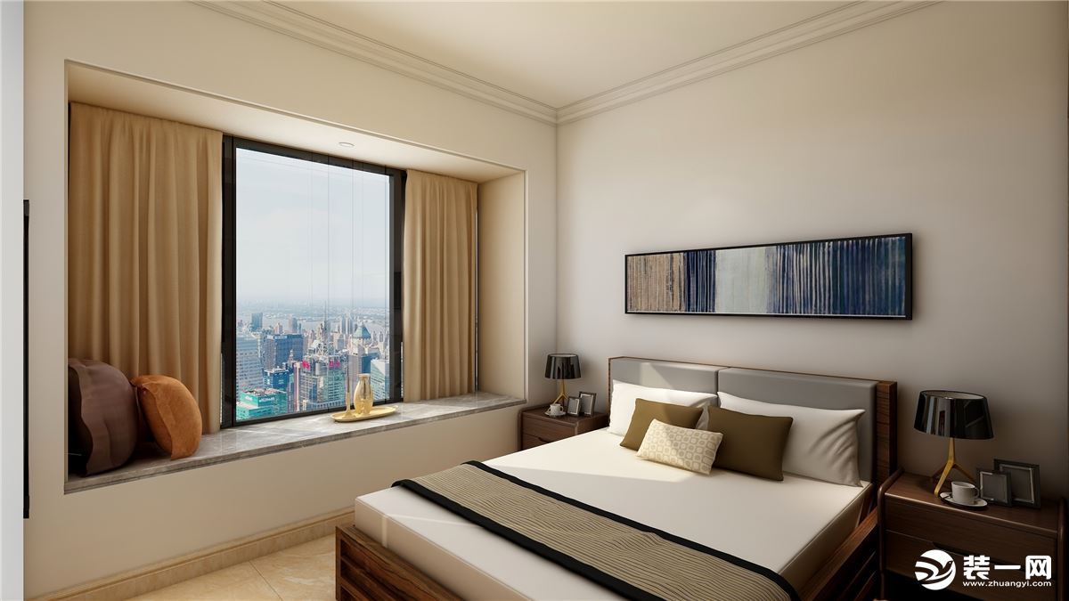 惠州景欣装饰89平方新中式风格卧室效果图