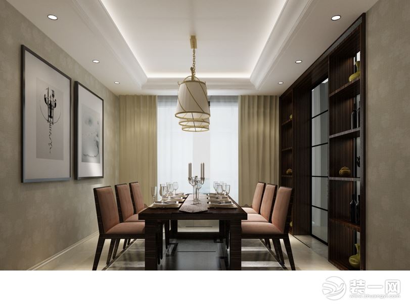 惠州景欣装饰110平方新中式风格餐厅效果图