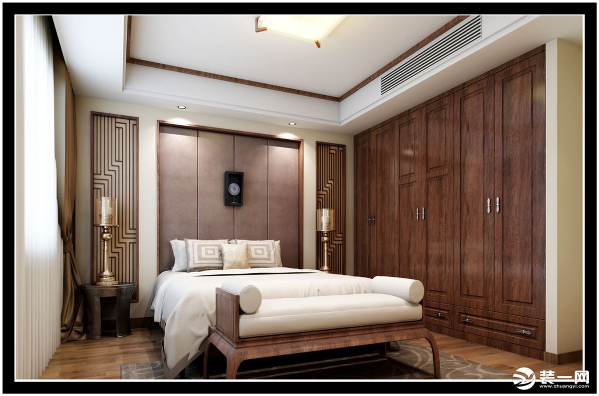 惠州景欣装饰130平方新中式风格卧室效果图