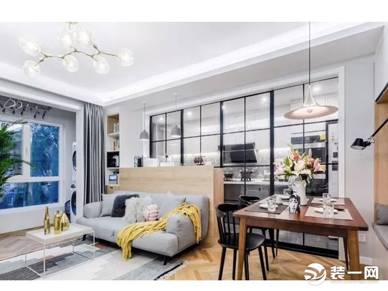 惠州景欣装饰温馨两室95㎡现代简约风格客厅沙发背景效果图