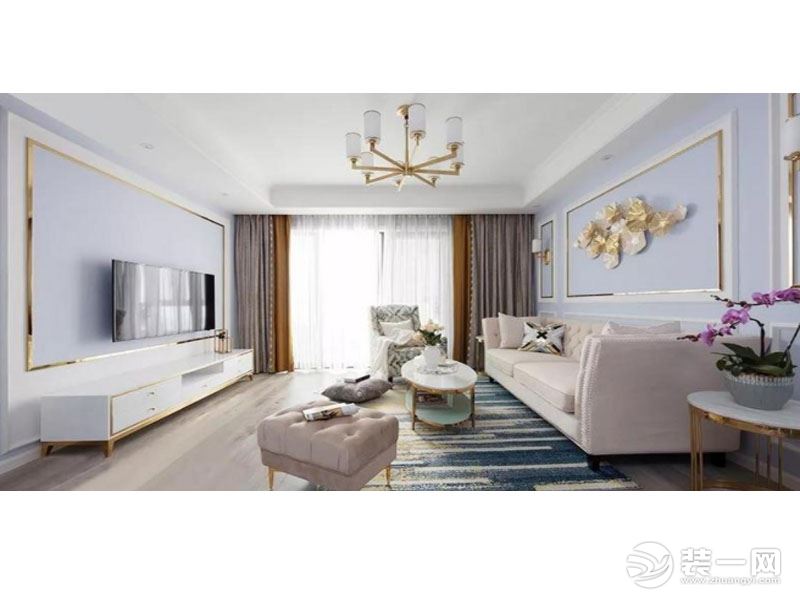 惠州景欣装饰轻奢美式3室135㎡客厅效果图