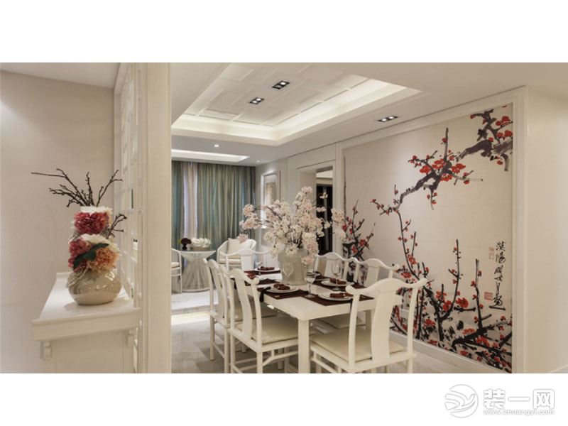 惠州景欣装饰沉稳雅致 现代中式154㎡餐厅效果图