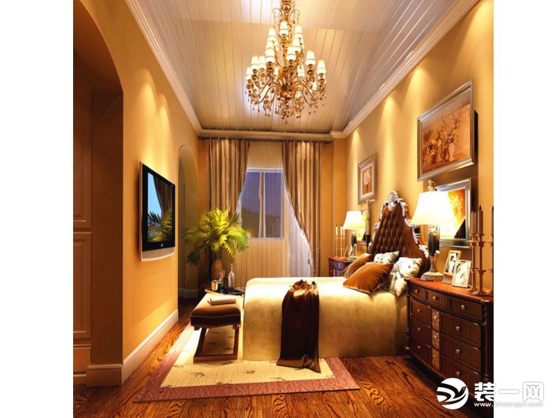 惠州景欣装饰琉璃光影照亮新古典的唯美360㎡卧室效果图