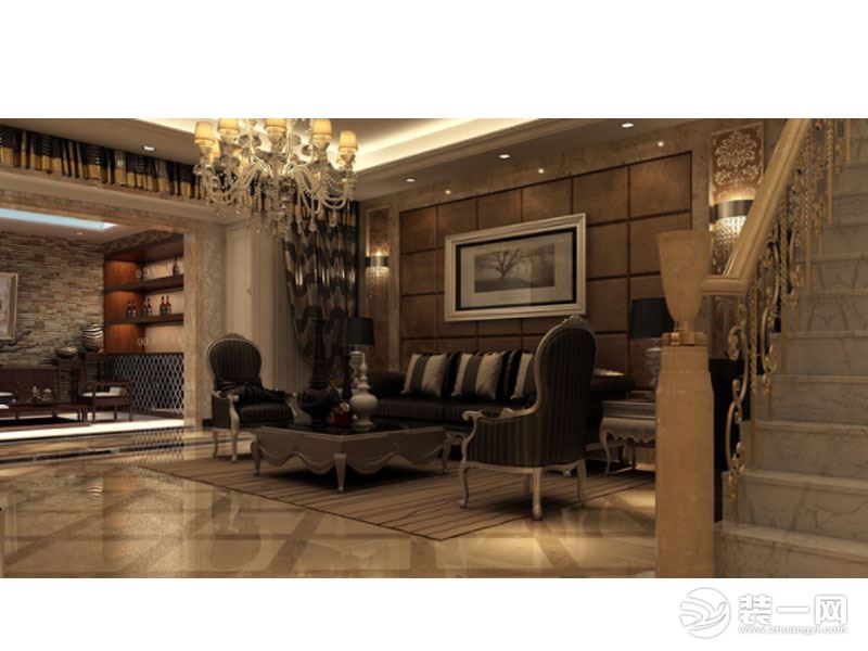 惠州景欣装饰奢华无界让家邂逅雅致新古典340㎡客厅效果图