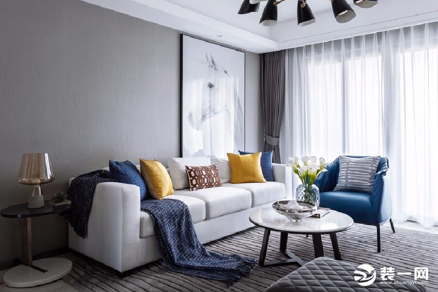 惠州景欣装饰95平极简的线条勾勒出最具灵性的空间客厅效果图