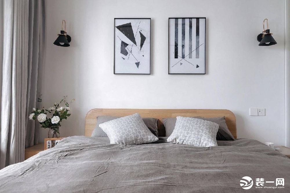 惠州景欣装饰北欧设计的典型特征是崇尚自然卧室效果图