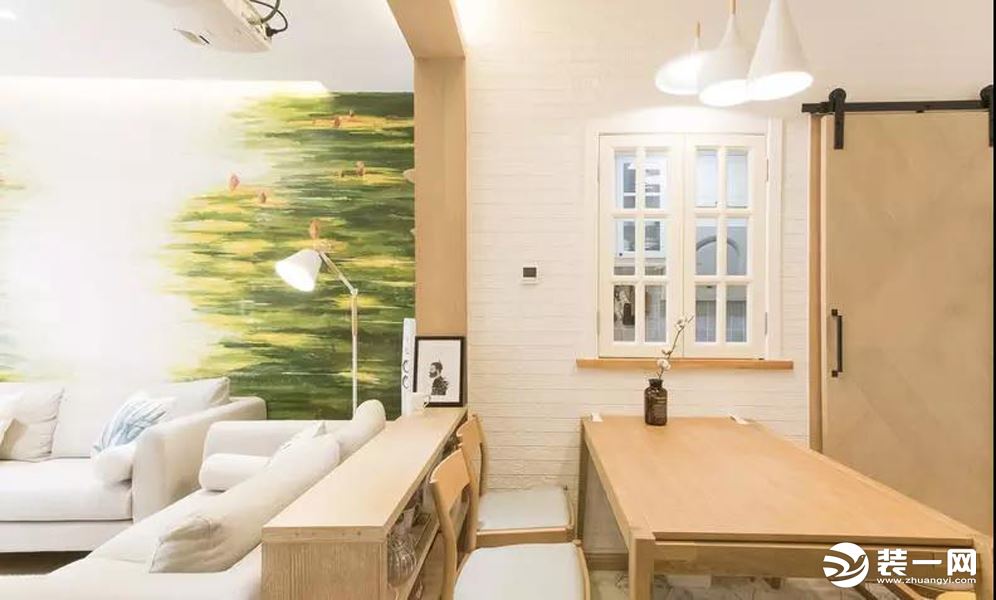 惠州景欣装饰88㎡两居室小户型，治愈系+简约原木客厅效果图