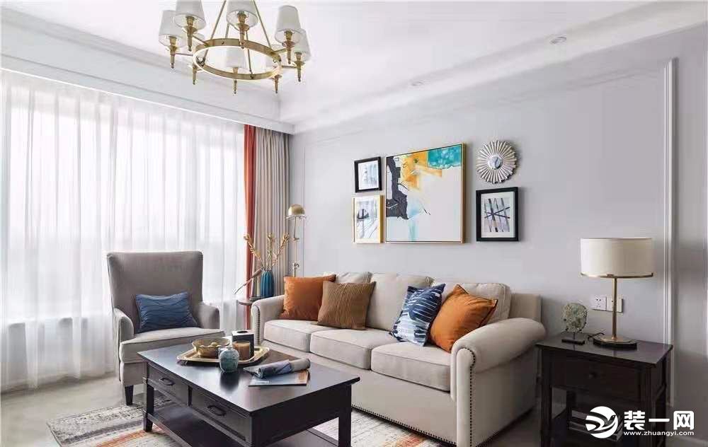 惠州景欣装饰95㎡温馨美式风，给你不一样的家客厅效果图