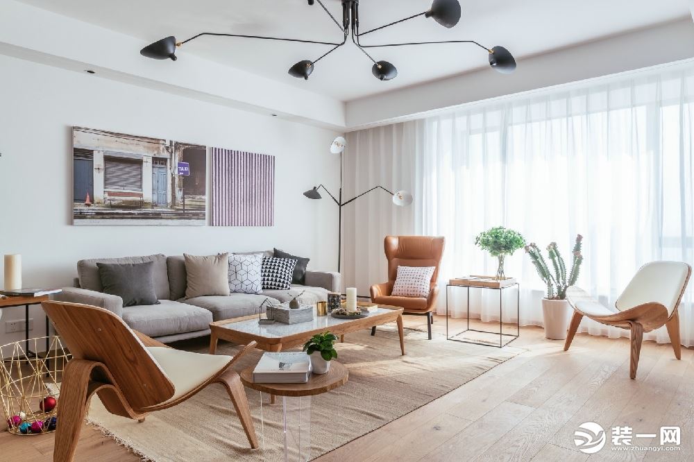 惠州景欣装饰130㎡舒适北欧三居室，生活就是简单随性客厅效果图