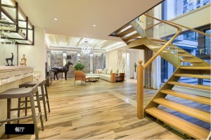 惠州景欣装饰300平方现代混搭风格客厅楼梯效果图