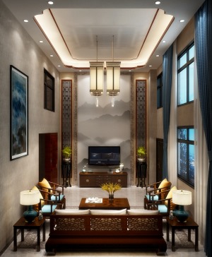 惠州景欣装饰230平方现代风格客厅效果图