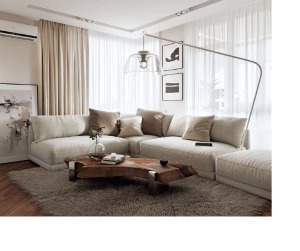 惠州景欣装饰105平方简约风格客厅沙发背景效果图