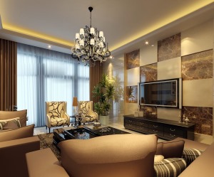 惠州景欣装饰110平方现代风格客厅效果图