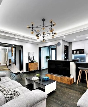 惠州景欣装饰高级黑白打造精致生活170平方装饰效果图