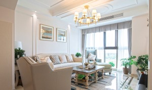 惠州景欣装饰白鹭复式，浪漫简美式138平米客厅效果图