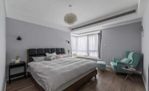 惠州景欣装饰灰白主色调-150平北欧三居卧室效果图