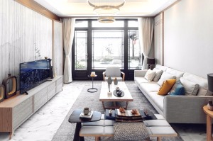 惠州景欣装饰90㎡优雅新中式，超爱她家客厅效果图