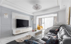 惠州景欣装饰美式轻奢风，迷skr人-190平美式四居客厅效果图