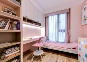 惠州景欣装饰95㎡北欧嵌入式收纳小三房卧室效果图