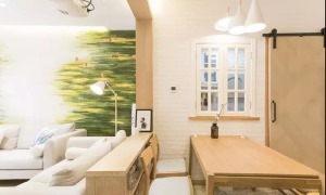 惠州景欣装饰88㎡两居室小户型，治愈系+简约原木客厅效果图